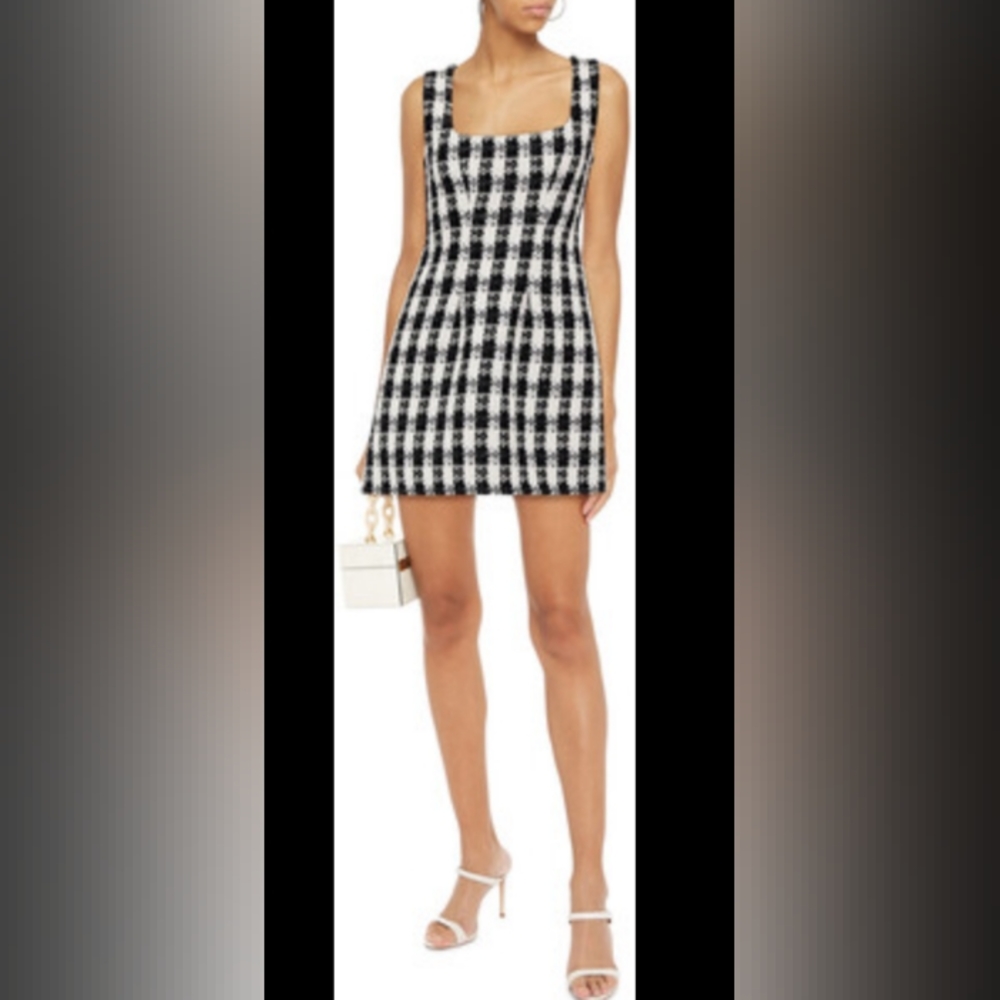 Maje Black and White Checkered Mini Dress